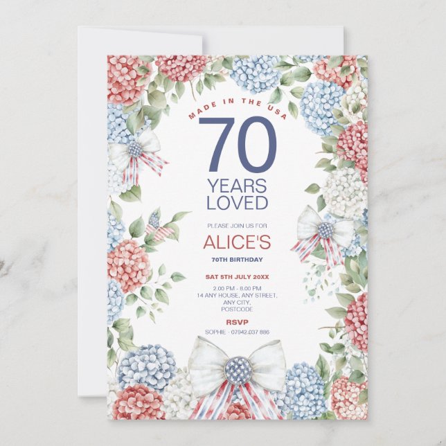 Invitation 4 juillet fête 70e anniversaire, Jalon (Devant)