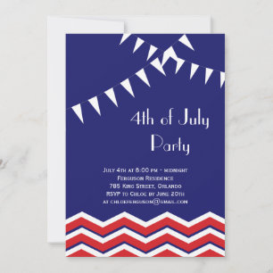 Invitation 4 juillet fête avec Chevrons et drapeau