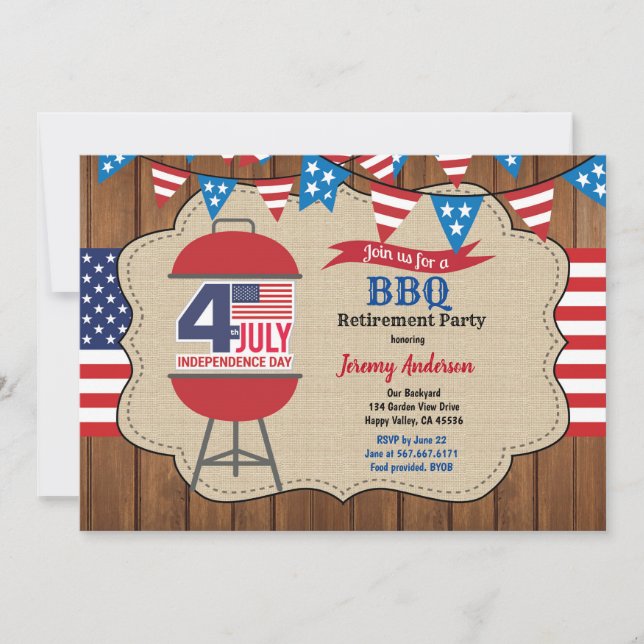 Invitation 4 juillet fête de la retraite Fête du barbecue (Devant)