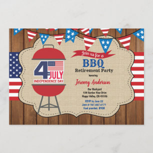 Invitation 4 juillet fête de la retraite Fête du barbecue