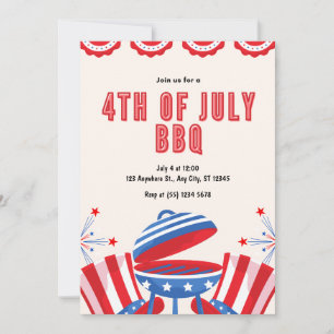 Invitation 4 juillet fête de l'Indépendance Fête du barbecue