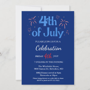 Invitation 4 juillet fête de l'indépendance Rouge Blanc Bleu