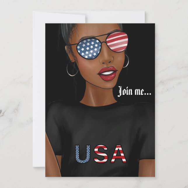 Invitation 4 juillet Fête de l'Indépendance USA Anniversaire (Devant)