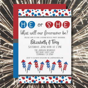 Invitation 4 juillet Firecracker Baby Genre Revela