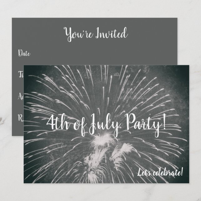 Invitation 4 juillet Fireworks (Devant / Derrière)