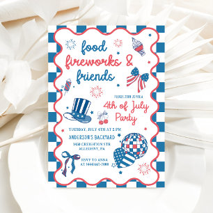 Invitation 4 juillet Fireworks America Drapeau BBQ