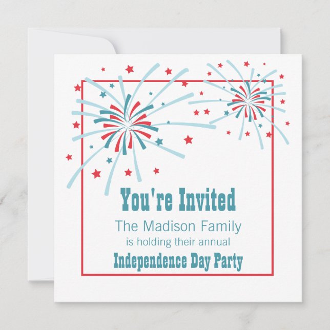 Invitation 4 juillet Fireworks Party (Devant)