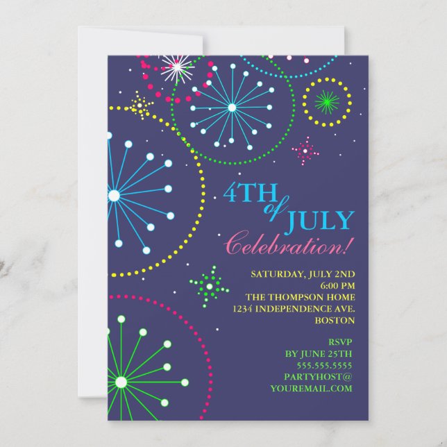 Invitation 4 juillet Fireworks Party (Devant)