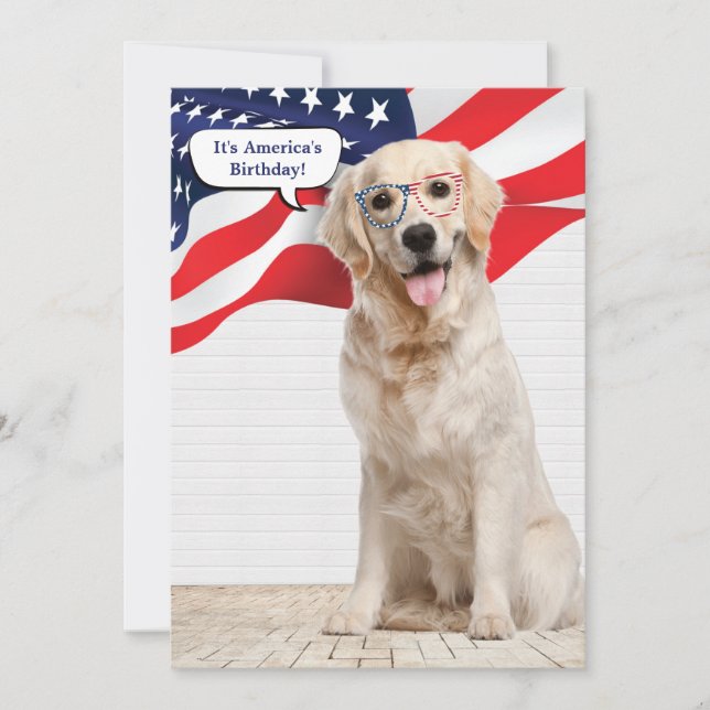 Invitation 4 juillet Golden Retriever (Devant)