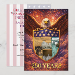 Invitation 4 juillet Grand Aigle Américain Bouclier 250e