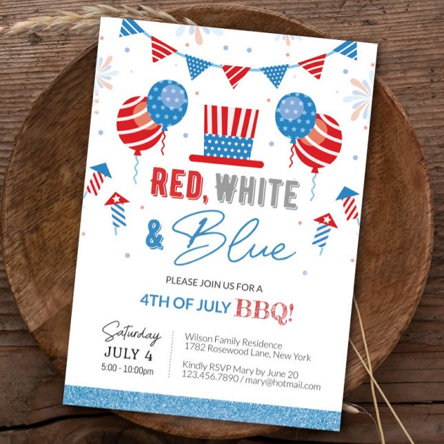 Invitation 4 juillet Indépendance BBQ modifiable (Créateur téléchargé)