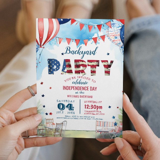 Invitation 4 juillet Jardin Party et Jardin (Créateur téléchargé)