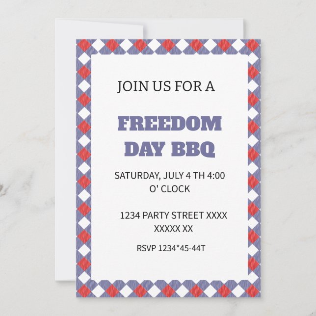 Invitation 4 juillet jour de l'indépendance (Devant)