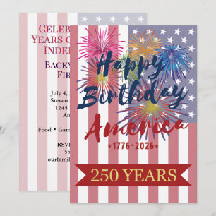 Invitation 4 juillet Joyeux anniversaire Amérique USA 250ème