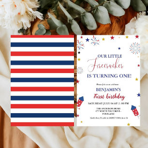 Invitation 4 juillet Little Firecracker 1er anniversaire