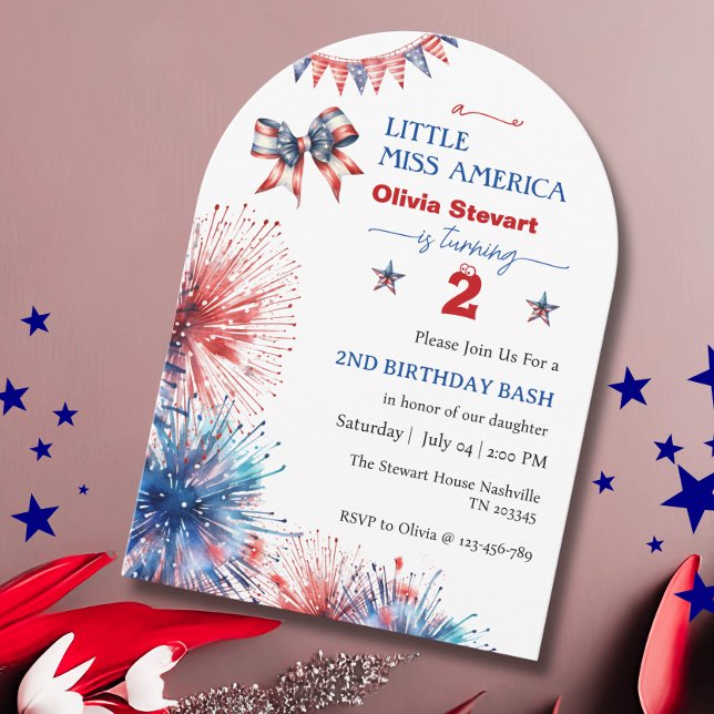Invitation 4 juillet Little miss America 2e anniversaire (Créateur téléchargé)