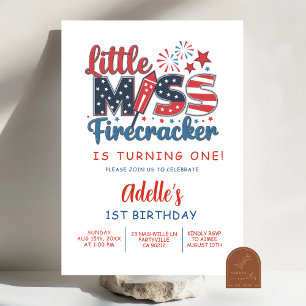 Invitation 4 juillet Little Miss Firecracker premier annivers