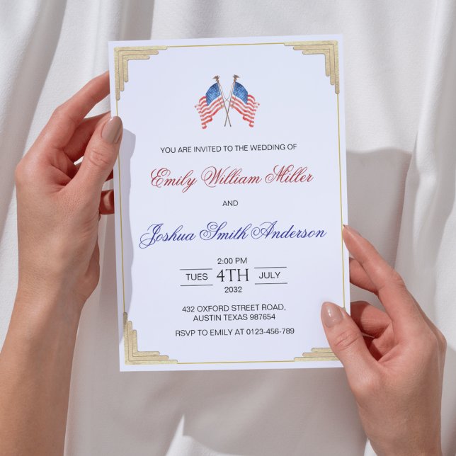 Invitation 4 juillet Mariage patriotique américain (Créateur téléchargé)