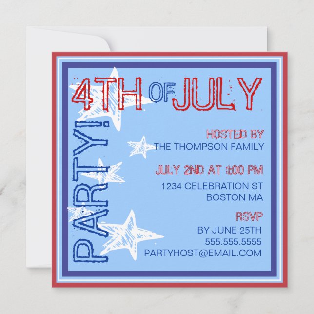 Invitation 4 juillet Modern Stars Party (Devant)
