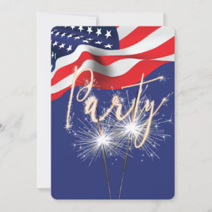 Invitation 4 juillet parklers de fête sur le drapeau