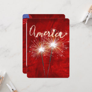Invitation 4 juillet parti Sparkler en rouge