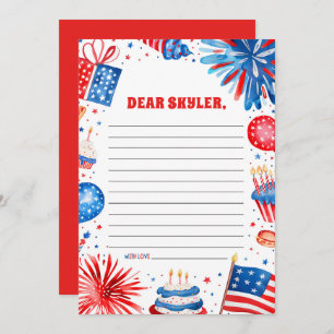 Invitation 4 juillet Patriotique Birthday Time Capsule Card