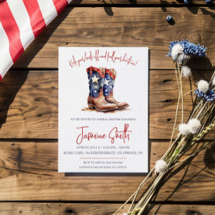 Invitation 4 juillet patriotique, chaussures de cowgirl pour