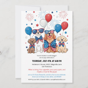 Invitation 4 juillet Patriotique Pups