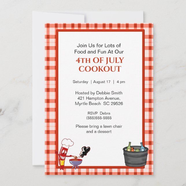 Invitation 4 juillet pique-nique/cuisine (Devant)