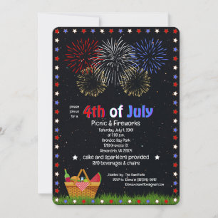Invitation 4 juillet pique-nique sous feu d'artifice nuit cie