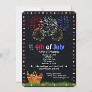 Invitation 4 juillet pique-nique sous feu d'artifice nuit cie