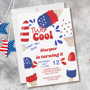 Invitation 4 juillet Popsicle Party Deux Cool 2e anniversaire