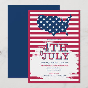 Invitation 4 Juillet Quatrième Bleu Rouge Bleu Patriotique