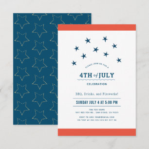 Invitation 4 juillet Red & Blue Stars Party
