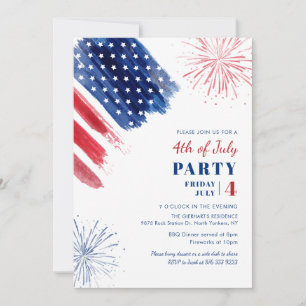 Invitation 4 juillet Red White Blue Parti patriotique annuel