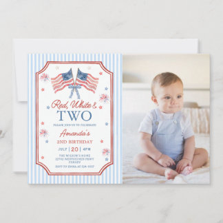 Invitation 4 juillet Rouge Blanc & Deux Anniversaire Patrioti
