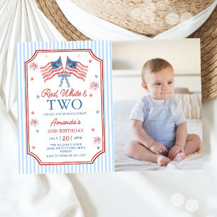 Invitation 4 juillet Rouge Blanc & Deux Anniversaire Patrioti