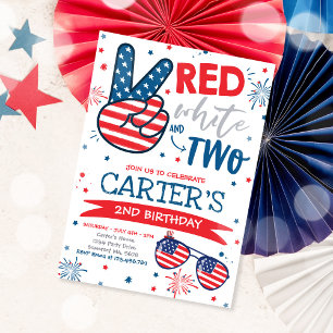 Invitation 4 juillet Rouge Blanc Et Bleu 2e Anniversaire