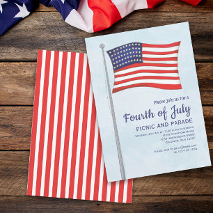 Invitation 4 juillet Rouge blanc et bleu patriotique
