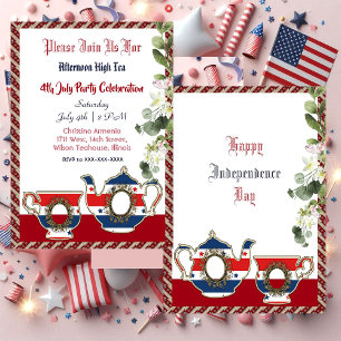 Invitation 4 Juillet Thé Vintage Afnoon Tea Party