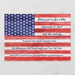 Invitation 4 juillet USA Drapeau Patriotic Art Stars & Stripe