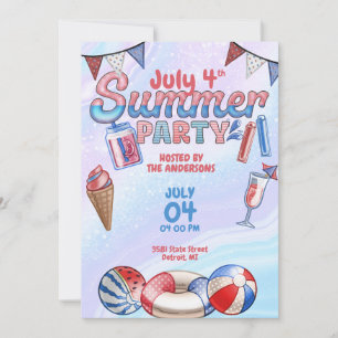 Invitation 4 juillet USA Summer Pool Party