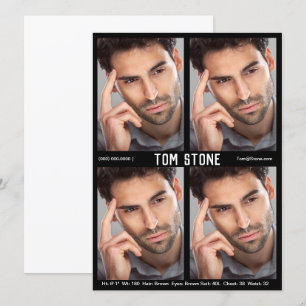 Invitation 4 Modèle photo Acteur Comp Card Modèle noir