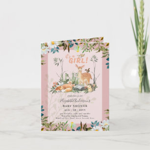 Invitation 4 page FILLES adorables Baby shower de cerfs de bo