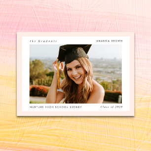 Invitation 4 Photo Graduation Party Moderne Élégant rose pâle