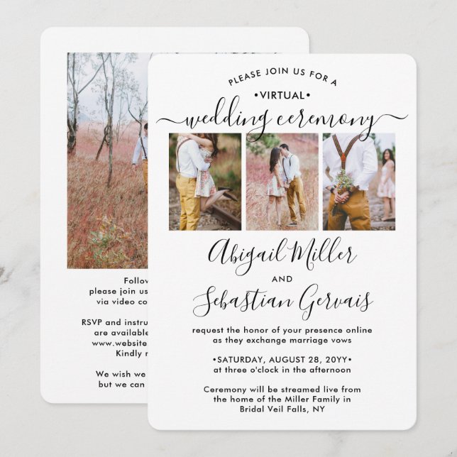 Invitation 4 Photo Mariage Virtuel en Direct Streaming Mariag (Devant / Derrière)