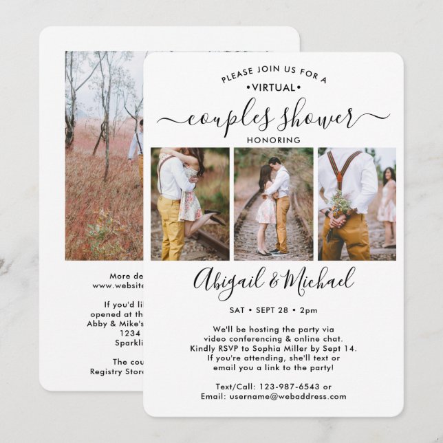 Invitation 4 Photos de couples virtuels pour une fête de mari (Devant / Derrière)