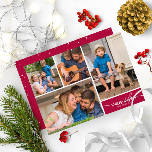 Invitation 4 Photos Montage Vœux Chaleureux Noël Simple