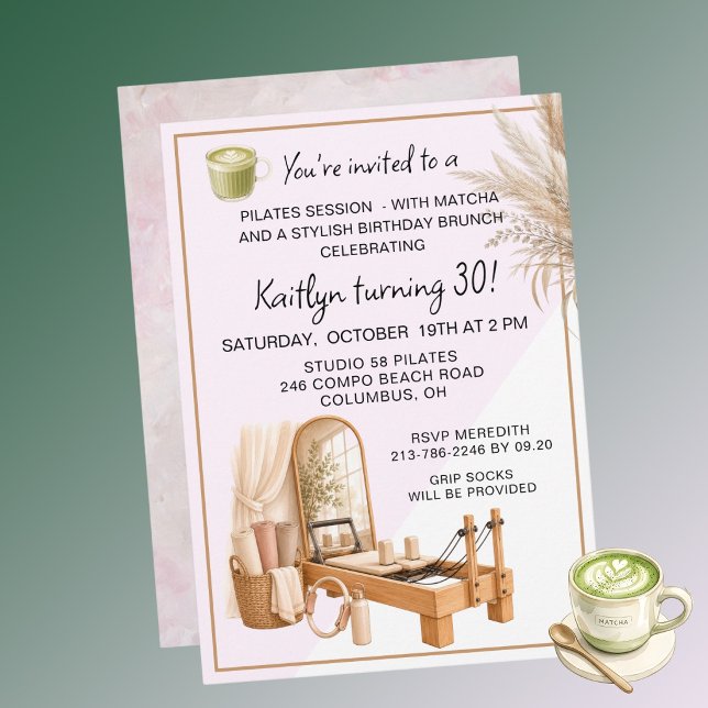 Invitation 4 Pilates & Matcha (tous âges) Événement pour 30e  (Créateur téléchargé)