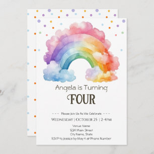 Invitation 4e anniversaire aquarelle Rainbow Kids